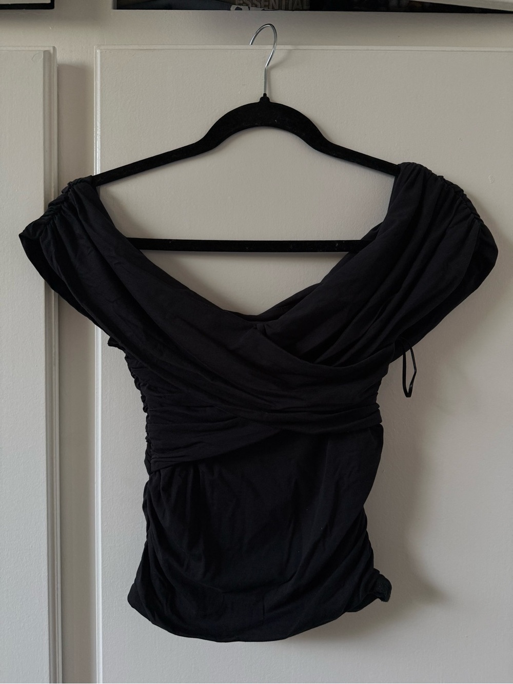 A&F Black Draped Off-Shoulder Top